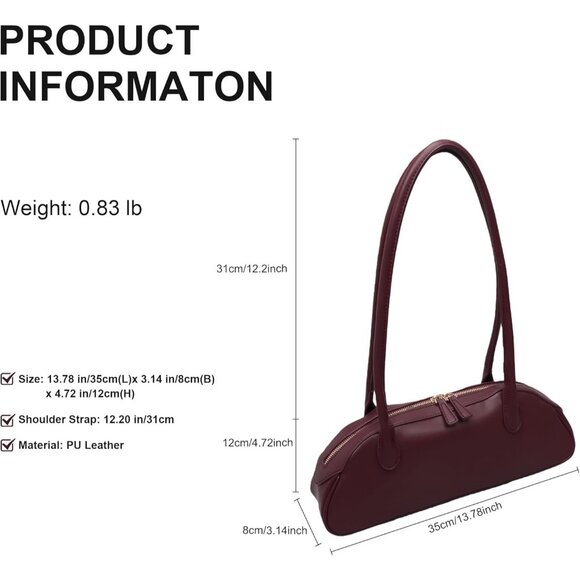 Women Burgundy PU Leather Shoulder Purse Elegant Swing Bag for  daily use Work - Picture 5 of 7